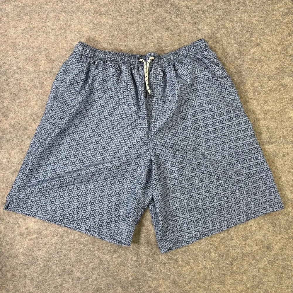 Nat Nast Swim Trunks Mens XL Blue Bathing Suit Elastic Waist Lined Shorts Print‎